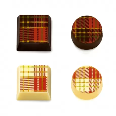 Chocolate World F031587 Chocolate Transfer Sheets - Scotty Tartan 3 - 300mm x 400mm - 10 sheets Chocolate Transfer Sheets