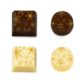 Chocolate World F031591 Chocolate Transfer Sheets - Lucios 4 Christmas Snowflake Stars - 300mm x 400mm - 10 sheets Chocolate ...