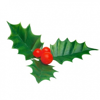 Pastry Chef's Boutique 70322 Buche Log Cake Decoration - Christmas Holly Leaves - 6cm - 100pcs Log & Cake Packaging