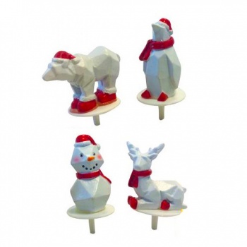 Pastry Chef's Boutique 70455 Buche Log Cake Decoration - Winter Origami Assortment on a stick - 4cm - 50pcs Log & Cake Packaging