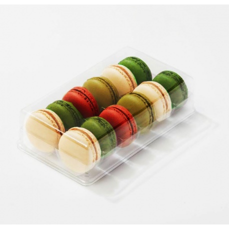 Pastry Chef's Boutique DCM12CL 	Clear Plastic Macarons Storage and Gift Boxes - Clear Base - 12 Macarons - Pack of 60 Macaron...