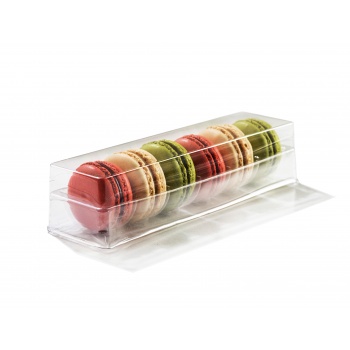 Pastry Chef's Boutique DCM6CL Clear Plastic Macarons Storage and Gift Boxes - Clear Base - 6 Macarons - Pack of 60 Macarons P...