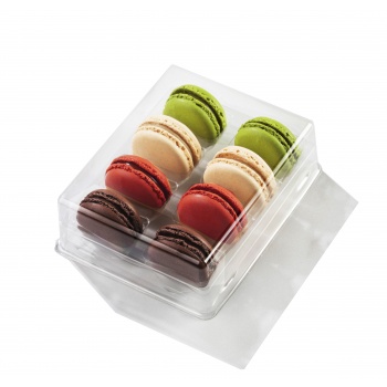 Pastry Chef's Boutique DCM8CL Clear Plastic Macarons Storage and Gift Boxes - Clear Base - 8 Macarons - Pack of 60 Macarons P...