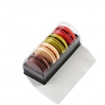 Clear Plastic Macarons Storage and Gift Boxes - Black Base - 4 Macarons - Pack of 60