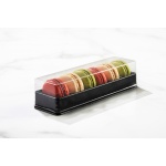 Clear Plastic Macarons Storage and Gift Boxes - Black Base - 6 Macarons - Pack of 60