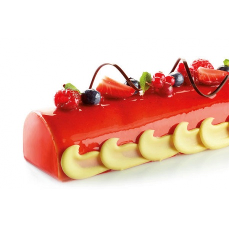 Silikomart SQ014 Silikomart Professional Full Size Tronco Yule Log Cake Mold - 495 x 80 x 63 mm - 2137 ml - 4 Cavity Silikoma...