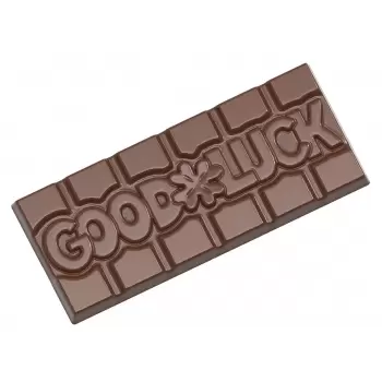 Chocolate World CW12014 Polycarbonate Good Luck Tablet Chocolate Mold - 118mm x 50mm x 8 mm - 45gr - 1x4 Cavity Tablets Molds