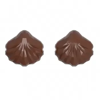 Chocolate World CW12072 Polycarbonate Seafood Clam Sea Shell Chocolate Mold - 116.5mm x 109.5mm x 30mm - 210gr - 2 cavity The...