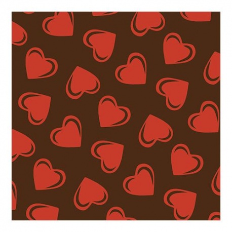 Chocolate World LF032928 Hearts of Love Chocolate Transfer Sheets - 135 mm x 275 mm - 20 sheets Chocolate Transfer Sheets