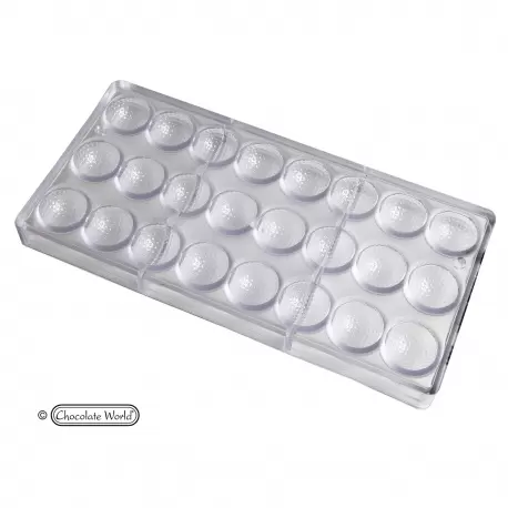 Chocolate World CW1443 Polycarbonate Golf Ball Chocolate Mold - 30mm x 30mm x 15mm - 8.5gr - 24 cavity Object Mold