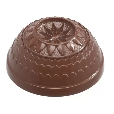 Chocolate World CW1900 Polycarbonate Half Sphere Belle Epoque Star Chocolate Mold - 30.1mm x 30.1mm x 13.55mm - 8gr - 24 cavi...