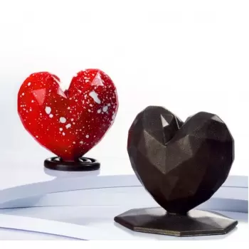 Martellato MA3015 Professional Polycarbonate Geometric Diamond Heart Chocolate Mold - 70 mm x 66 mm h x 20 mm - 14 gr - 6 cav...