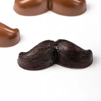 Martellato MA1053 Professional Polycarbonate Joe Mustache Chocolate Mold - 16mm x 54mm x h 16mm - 10gr - 16 cavity Themed Molds