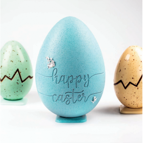 Martellato 20SR022 Polycarbonate Magnetic Chocolate Easter Egg Mold - HAPPY EASTER - 156mm x h 228mm - 330gr Easter Molds