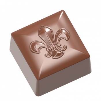 Chocolate World CW1885 Polycarbonate Square Fleur de Lys Chocolate Mold - 26 x 26 x 16 mm - 12gr - 3x8 Cavity - 275x135x24mm ...