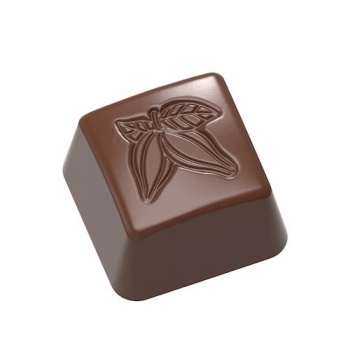 Chocolate World CW1637 Polycarbonate Cocoa Bean Stamp Praline Chocolate Mold - 26 x 26 x 16 mm - 10gr - 3x8 Cavity - 275x135x...