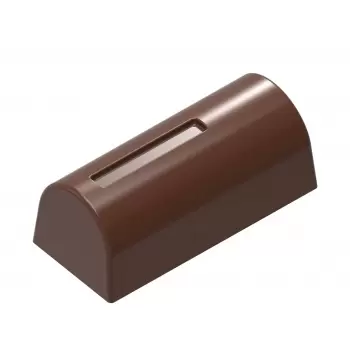 Polycarbonate Buche with Line Chocolate Mold by Ernst Knam - 39 x 18 x 15.5 mm - 10gr - 5x5 Cavity - 275x135x24mm