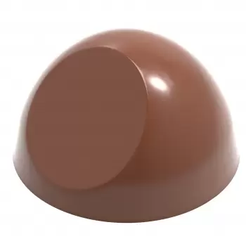 Chocolate World CW1846 Polycarbonate Sphere with Flatside Chocolate Mold - 32 x 32 x 19.5 mm - 12.5gr - 3x7 Cavity - 275x135x...