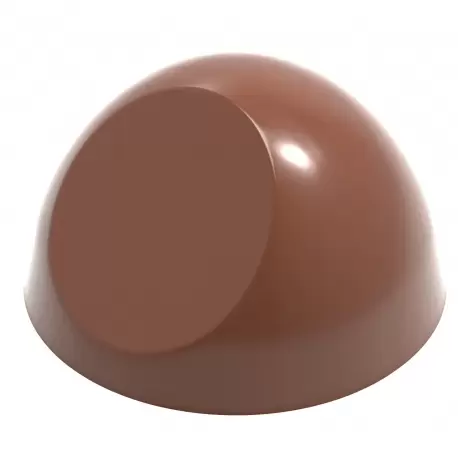 Chocolate World CW1846 Polycarbonate Sphere with Flatside Chocolate Mold - 32 x 32 x 19.5 mm - 12.5gr - 3x7 Cavity - 275x135x...