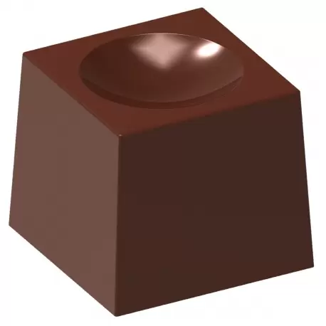 Chocolate World CW1695 Polycarbonate Cube with Indent Chocolate Mold - 22.5 x 22.5 x 20 mm - 11.5gr - 4x8 Cavity - 275x135x24...