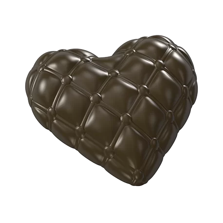 Pastry Chef's Boutique PCB853 Polycarbonate Chesterfield Pillow Heart Chocolate Mold - 95mm x 95mm x 16mm - 72gr - 1x3 Cavity...