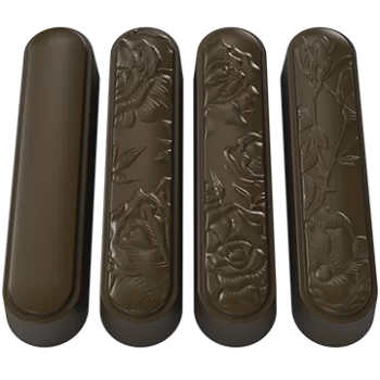 Pastry Chef's Boutique PCB847 Polycarbonate Oblong Rose Design Chocolate Snack Bar Mold - 96mm x 22mm x 17mm - 35gr - 5x2 Cav...
