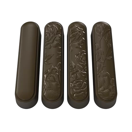 Pastry Chef's Boutique PCB847 Polycarbonate Oblong Rose Design Chocolate Snack Bar Mold - 96mm x 22mm x 17mm - 35gr - 5x2 Cav...