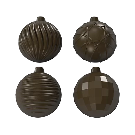 Pastry Chef's Boutique PCB855 Polycarbonate Christmas Ornament Bulbs Chocolate Mold - 36mm x 32mm x 16mm - 10gr - 4x7 Cavity ...