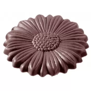Chocolate World CW1395 Polycarbonate Sunflower Caraque Chocolate Mold - 43mm x 43 mm x 5mm - 7gr - 10 cavity Modern Shaped Molds