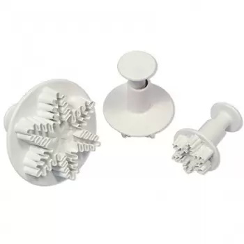 PME SF708 PME Novelty Snowflake Plunger Cutter set of 3 - 25mm 40mm 44mm Fondant Cutters & Plungers