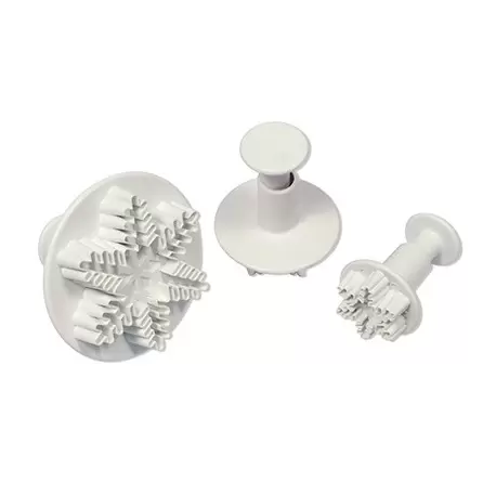 PME SF708 PME Novelty Snowflake Plunger Cutter set of 3 - 25mm 40mm 44mm Fondant Cutters & Plungers