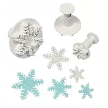 PME SF708 PME Novelty Snowflake Plunger Cutter set of 3 - 25mm 40mm 44mm Fondant Cutters & Plungers