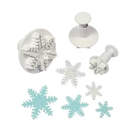 PME SF708 PME Novelty Snowflake Plunger Cutter set of 3 - 25mm 40mm 44mm Fondant Cutters & Plungers