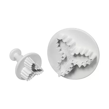 PME HS636 PME Three Leaf Holly Plunger Cutters set of 2 - 25mm 45mm Fondant Cutters & Plungers