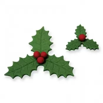 PME HS636 PME Three Leaf Holly Plunger Cutters set of 2 - 25mm 45mm Fondant Cutters & Plungers