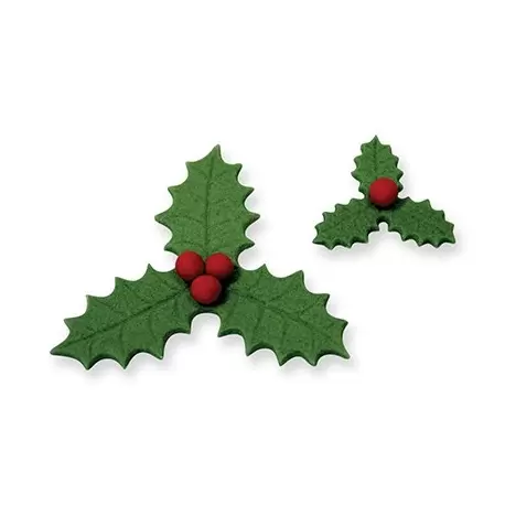 PME HS636 PME Three Leaf Holly Plunger Cutters set of 2 - 25mm 45mm Fondant Cutters & Plungers
