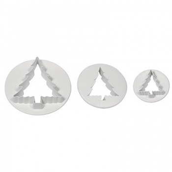 PME CT478 PME Christmas Tree Poliglass Cutter Assorted Sizes - Set of 3 Fondant Cutters & Plungers