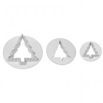 PME CT478 PME Christmas Tree Poliglass Cutter Assorted Sizes - Set of 3 Fondant Cutters & Plungers