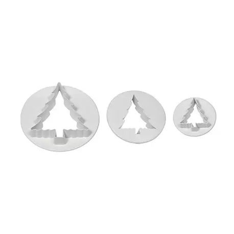 PME CT478 PME Christmas Tree Poliglass Cutter Assorted Sizes - Set of 3 Fondant Cutters & Plungers