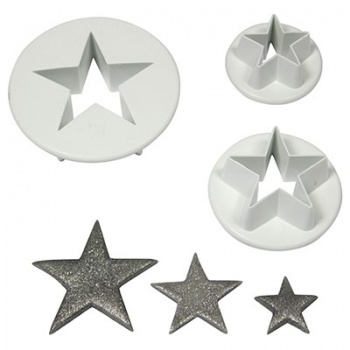 PME SA701 PME Star Cutter Assorted Sizes - Set of 3 - 18mm - 25mm - 35mm Fondant Cutters & Plungers