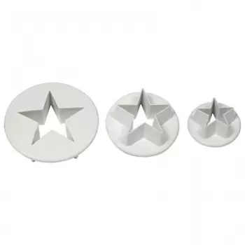 PME SA701 PME Star Cutter Assorted Sizes - Set of 3 - 18mm - 25mm - 35mm Fondant Cutters & Plungers