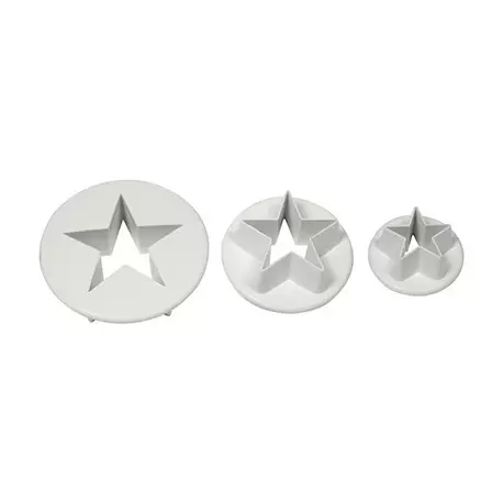 PME SA701 PME Star Cutter Assorted Sizes - Set of 3 - 18mm - 25mm - 35mm Fondant Cutters & Plungers