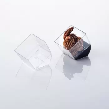 Clear Cubed CUBO Plastic Verrine Cups - 50mm x 50mm x h 55mm - 58ml cap - 100 pcs