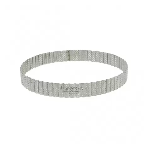 De Buyer 3030.20 De Buyer Stainless Steel Perforated Fluted Tart Ring - Round Ø 8'' - 1 3/8'' High Round Tart Ring