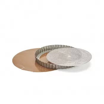 De Buyer Stainless Steel Perforated Round Fluted Tart Pan - 11'' - 1 3/8'' High