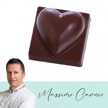 Martellato MA1062 Professional Polycarbonate VIP Heart Beat Praline Mold by Massimo Carnio - 30mm x 30mm x h 17.5mm - 24cavit...