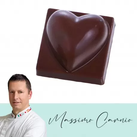 Martellato MA1062 Professional Polycarbonate VIP Heart Beat Praline Mold by Massimo Carnio - 30mm x 30mm x h 17.5mm - 24cavit...