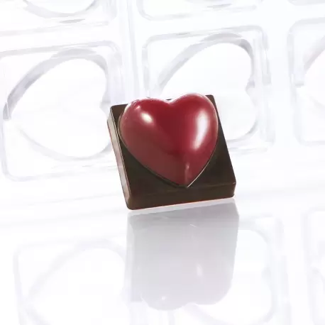 Martellato MA1062 Professional Polycarbonate VIP Heart Beat Praline Mold by Massimo Carnio - 30mm x 30mm x h 17.5mm - 24cavit...