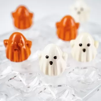 Martellato MA1061 Professional Polycarbonate Spooky Ghost Halloween Praline Mold - 34mm x 32.5mm x h 17mm - 24 cavity - 9.3gr...