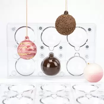 Professional Magnetic 3D Polycarbonate Classic Baubles Christmas Ornament Chocolate Mold - ø 60 mm x h 72 mm - 6 cavity - 47gr